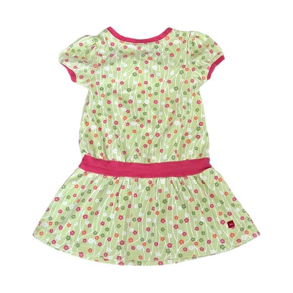 Tea Collection Girls Green Floral Dress Wrap Neck Pink Contrast Size 2 - Picture 7 of 9